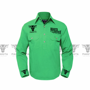 GREEN.Work shirt heavy weighted