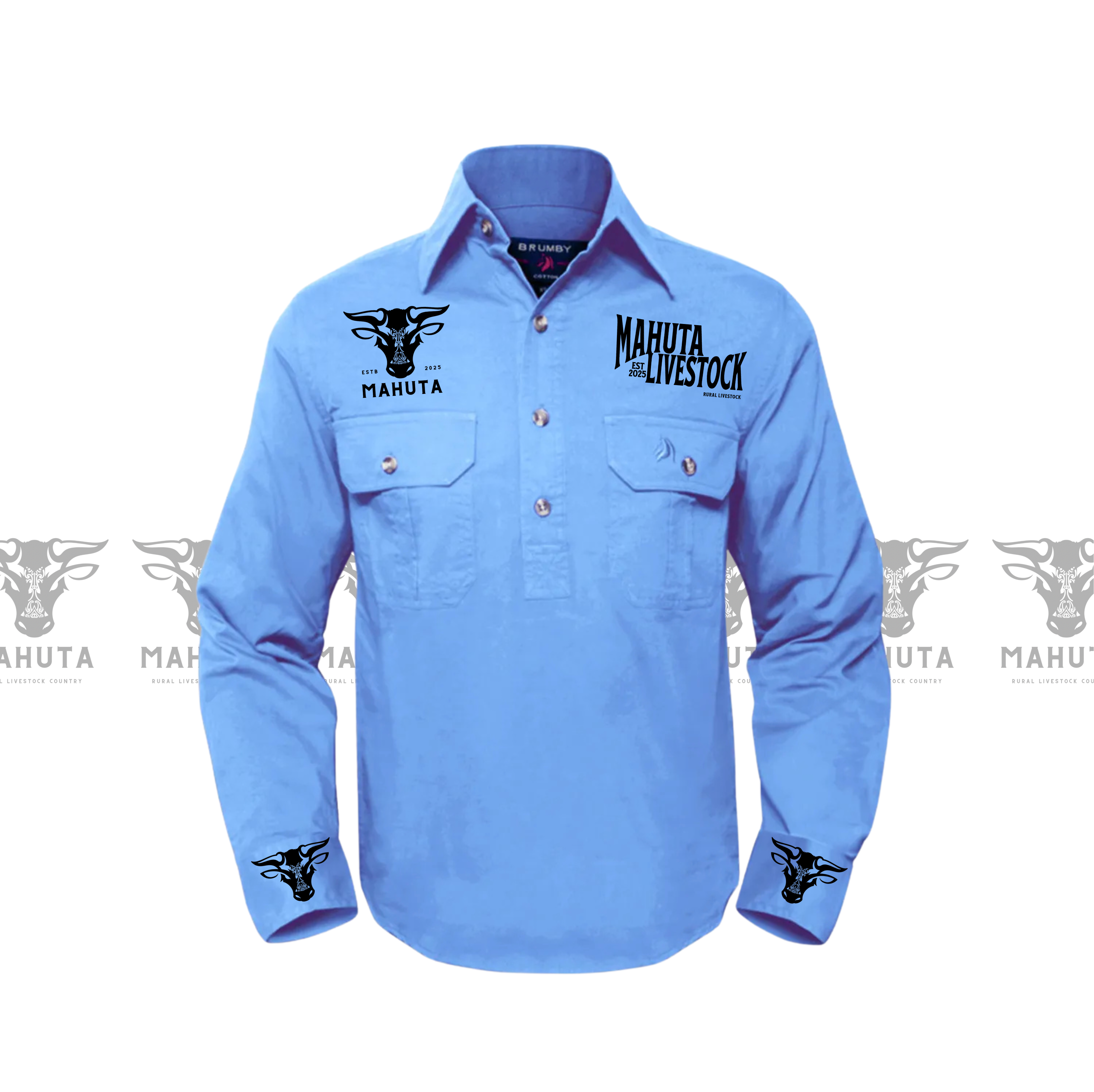 BLESSÜ Duck wash work shirt BWS-02 UTILITY SHIRT 8 oz. worker blue herringbone | BENZAK